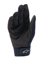 Gants thermiques Alpinestars Stella A-Dura, gants de VTT pour femme, bordeaux foncé et noir, vue de la paume montrant le matériau en suède synthétique, manchette en néoprène avec sangle auto-agrippante arborant le logo Alpinestars blanc, conçus pour le cyclisme par temps froid