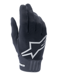 Alpinestars Youth A-Dura handschoenen, mountainbikehandschoenen, zwart, groot wit ster-logo op de rug van de hand, gestructureerde stof met geribbelde polsdetails, flexibel ontwerp voor off-road fietsen