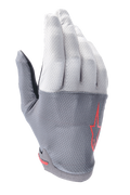 Gants Alpinestars A-Aria, gants de VTT, gris foncé et gris clair avec accents rouges, logo étoile rouge, tissu extensible ventilé et construction légère et flexible