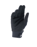 Gants Alpinestars A-Supra Shield, Noir, vue de la paume présentant du daim synthétique perforé pour la ventilation, poignet en néoprène avec fermeture à crochet et boucle et logo étoile blanc, équipement technique pour le VTT et le gravity