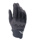Gants Alpinestars A-Supra Shield, gants de VTT, noir, design épuré avec motif de protection des articulations ondulé, logo étoile blanc sur le manchon en néoprène, construction flexible et durable