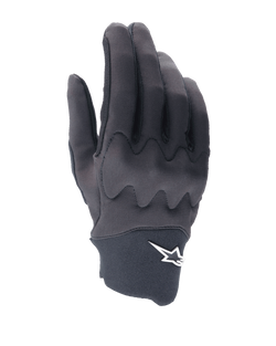 Alpinestars A-Supra Shield handschoenen, MTB-handschoenen, zwart, strak design met golvend knokkelbeschermingspatroon, wit ster-logo op de neopreen manchet, flexibele en duurzame constructie