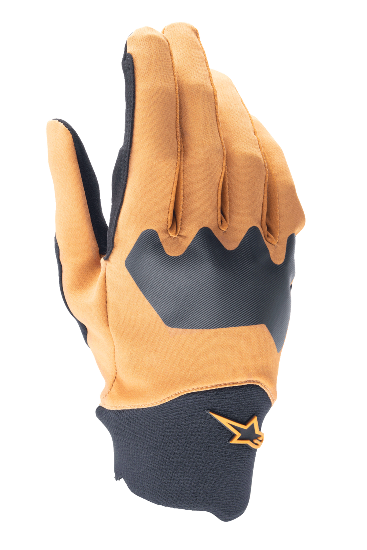 Alpinestars A-Supra Handschuhe, Mountainbike-Handschuhe, Dunkelgold und Schwarz, flexible Spandex-Oberhand mit Neoprenbündchen, mit orangefarbenem Stern-Logo, strapazierfähige Offroad-Radsportausrüstung