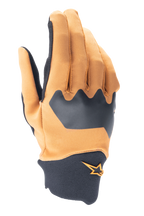 Gants Alpinestars A-Supra, gants de VTT, or foncé et noir, dessus en spandex flexible avec manchette en néoprène, avec logo étoile orange, équipement de cyclisme tout-terrain durable