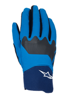 Alpinestars A-Supra handschoenen, MTB-fietshandschoenen, blauw en marineblauw met zwarte accenten, wit Astars-logo op de manchet, flexibele stoffen constructie voor off-road prestaties