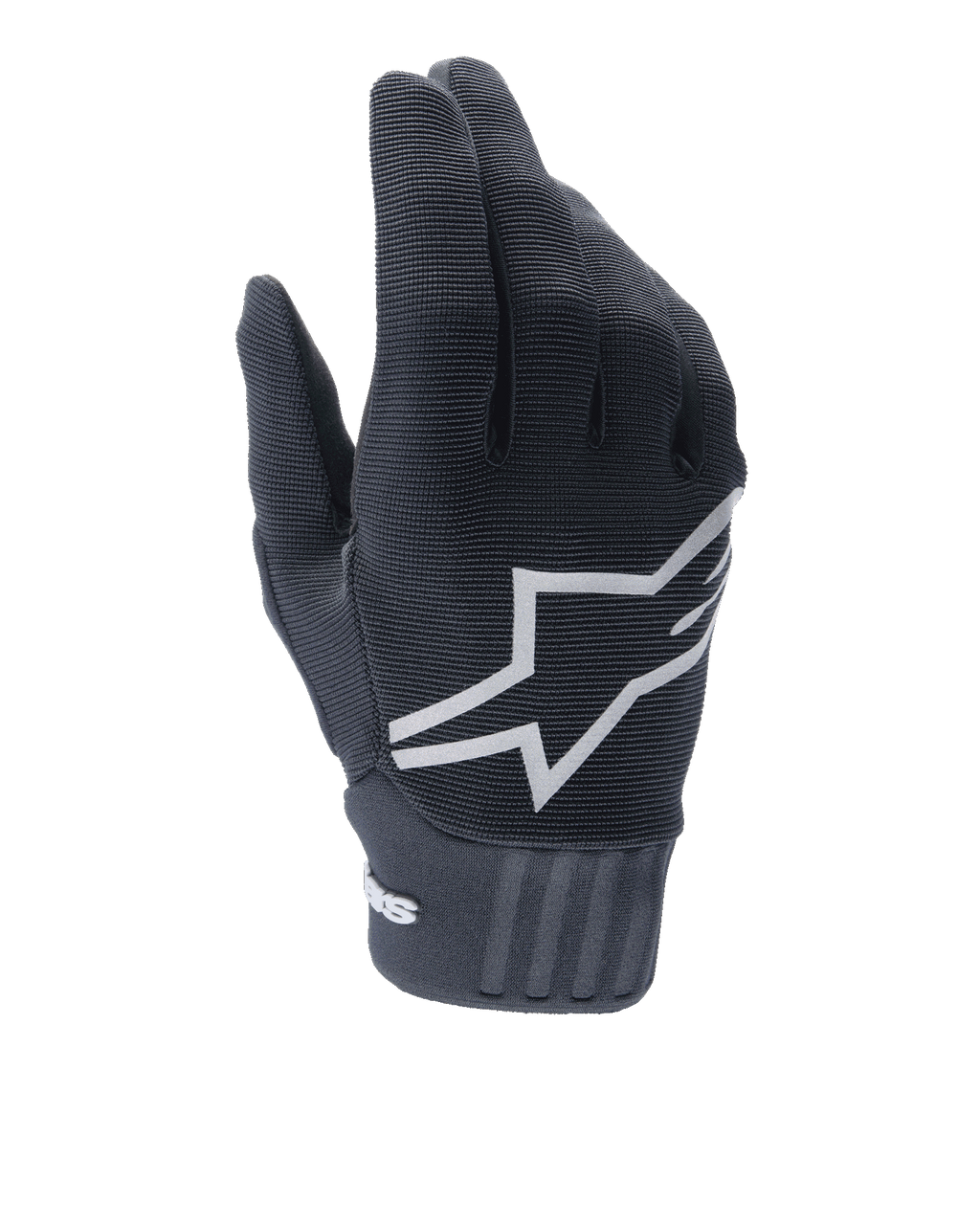 Alpinestars Gants A-Dura Gel, gants de cyclisme VTT, noir, grand logo étoile blanc sur le dessus, dessus en polyester texturé et spandex, poignet en néoprène nervuré