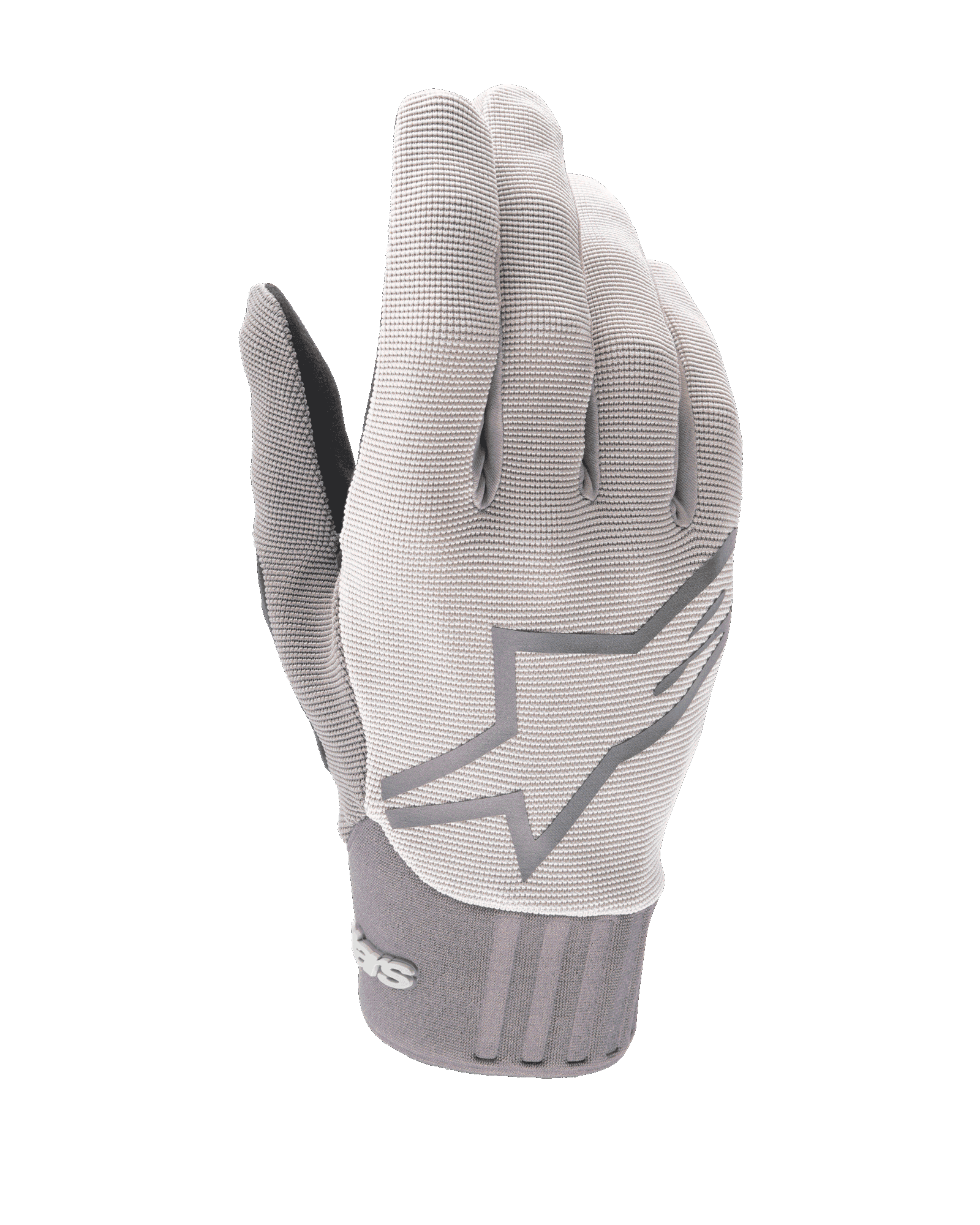 Alpinestars A-Dura Gel handschoenen, mountainbike handschoenen, lichtgrijs, getextureerde stof met groot sterlogo op de bovenhand, neopreen manchet, ergonomisch ontwerp met gelvulling in de handpalm voor off-road rijden