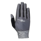 Gants Stella Alderex Pro Femme Alpinestars, gants de cyclisme gris anthracite, vue arrière avec logo Alpinestars blanc, tige en mesh texturé diagonalement et poignet à motifs