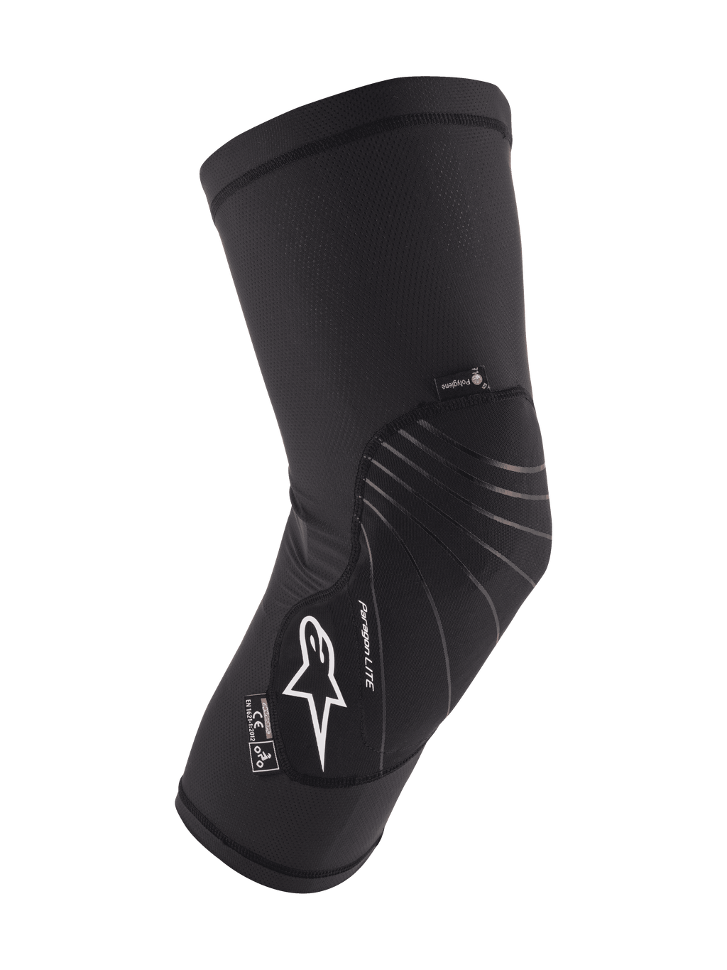 Alpinestars Youth Paragon Lite Knieschützer, Schwarz, MTB Mountainbike-Schutz, atmungsaktive Mesh-Hülle mit strukturiertem Vorderpanel, weißes Astar-Logo, leichtes und flexibles Slip-on-Design