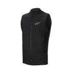 Gilet thermique Alpinestars A-Dura, gilet de cyclisme noir, doté d'une fermeture éclair frontale intégrale et d'un petit logo Alpinestars réfléchissant sur la poitrine, poches latérales zippées, conception isolée légère pour le VTT par temps froid