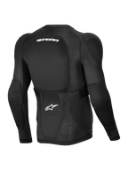 Alpinestars A-Impact Plasma beschermjas met lange mouwen, MTB herenbeschermjas, zwart en wit, CE-niveau 2 Nucleon Plasma rug- en schouderbescherming, achteraanzicht met ademende stretch mesh en verstelbare lendengordel