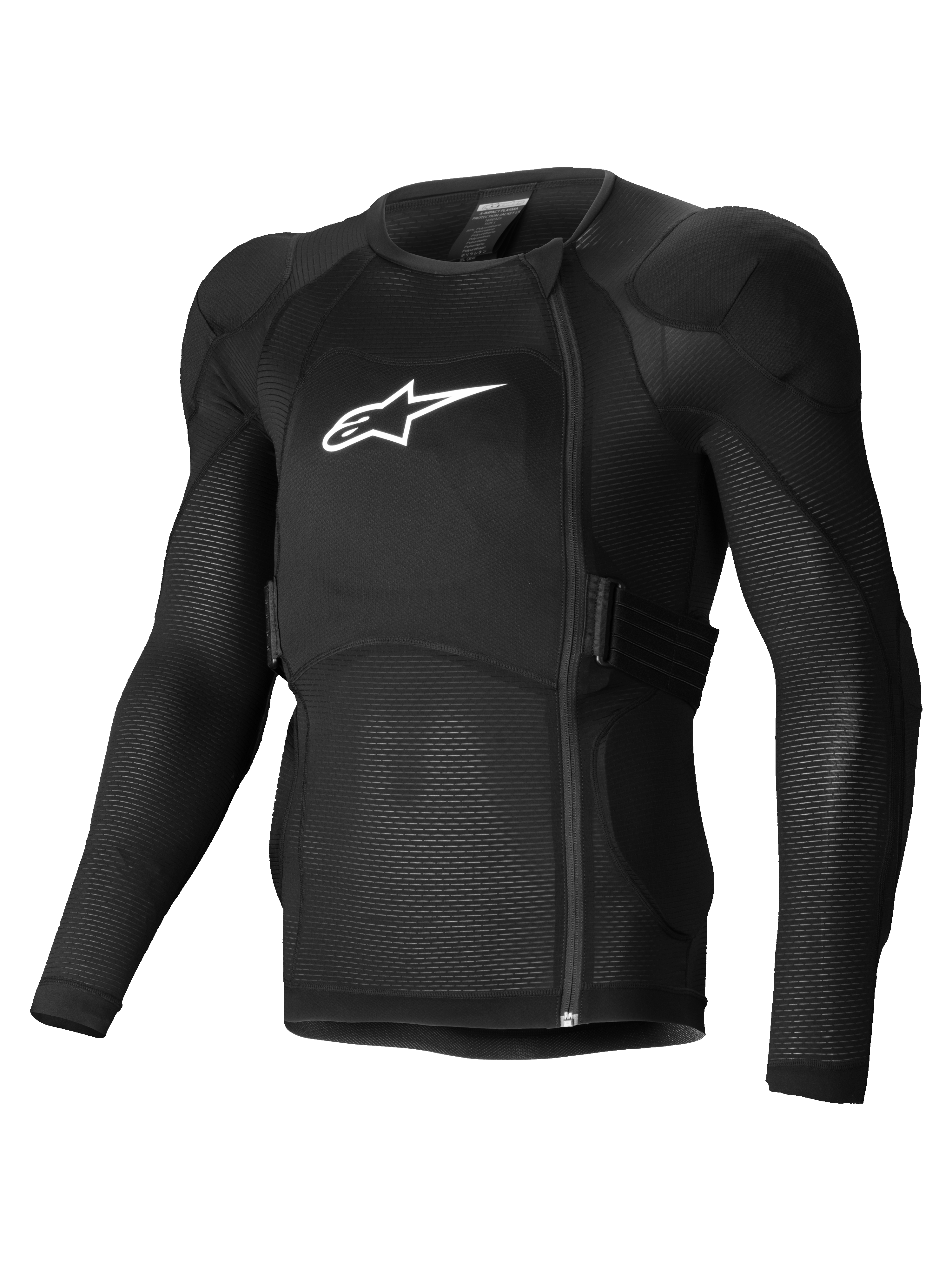 Alpinestars A-Impact Plasma Beschermjas met lange mouwen, mountainbike-beschermjas in zwart met wit logo, voorzien van CE Level 2 Nucleon Plasma-bescherming en ademende stretch mesh-constructie