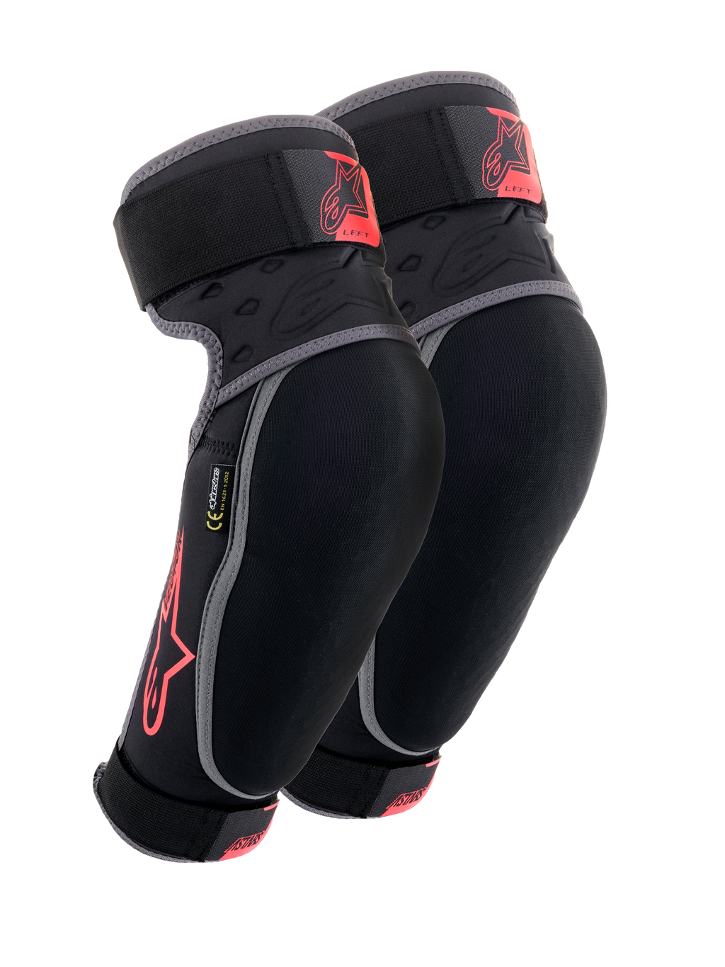 Alpinestars Vector elleboogbeschermers, zwart, antraciet en rood, MTB-bescherming, paar beschermers met grijze biezen, rood sterlogo en Vector-branding, verstelbare banden en ergonomische compressiepasvorm