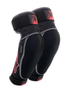 Alpinestars Vector elleboogbeschermers, zwart, antraciet en rood, MTB-bescherming, paar beschermers met grijze biezen, rood sterlogo en Vector-branding, verstelbare banden en ergonomische compressiepasvorm