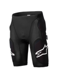 Short de protection Alpinestars A-Impact Plasma, short de protection pour VTT, noir, rembourrage d'impact intégré aux hanches et aux cuisses, panneaux côtelés texturés, accents de logo blancs, matériau extensible respirant et ajusté