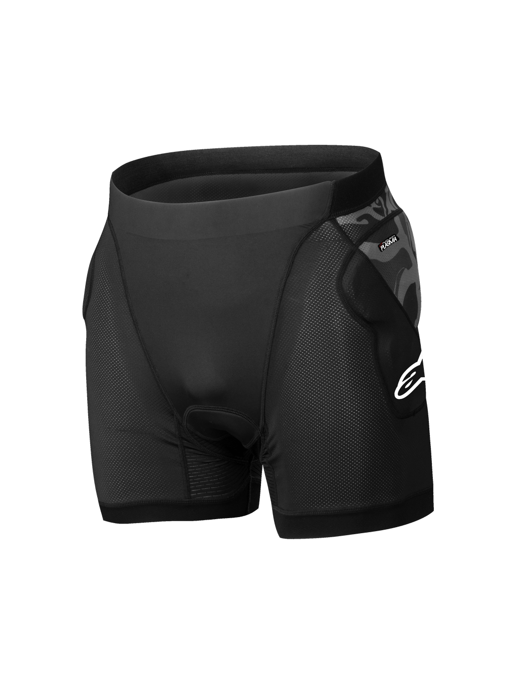 Alpinestars A-Motion Plasma Protektorenshorts, Herren-Mountainbike-Protektorenshorts, Schwarz und Grau, atmungsaktives Mesh-Gewebe, CE-zertifizierte Hüftprotektoren