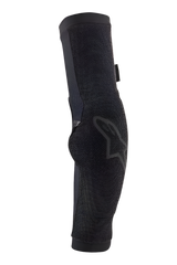 Alpinestars Paragon Pro Elbow Protector, Black, Lightweight slip-on cycling guard featuring breathable mesh construction, ergonomic pre-shaped design, and black Alpinestars logo