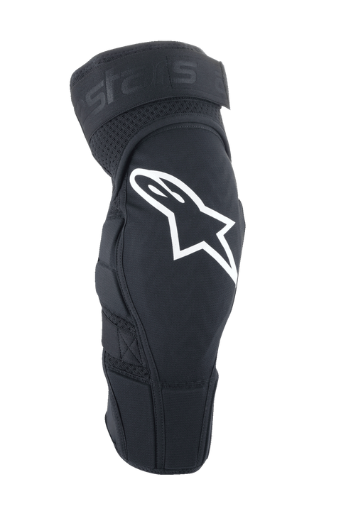 Alpinestars A-Impact Plasma Elite Knee Protector, genouillères de VTT, noires avec logo Astar blanc, design ergonomique pré-courbé avec mesh respirant, fermeture à double sangle ajustable