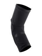 Alpinestars Paragon Plus kniebeschermers, zwart, lichtgewicht slip-on ontwerp, ademende stretch mesh constructie met geperforeerde impact-pads, ergonomische voorgevormde pasvorm voor mountainbiken