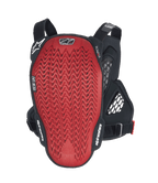 Alpinestars A-6 Plasma Chest Protector, Back view, red textured Nucleon PLASMA back plate with black side wings and adjustable straps, MTB gravity protection gear in Black Anthracite Red