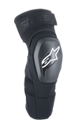 Alpinestars A-Impact Plasma Elite Shield, genouillères de protection, noires avec logo étoile blanc, coque extérieure rigide en TPU, tissu mesh avec sangle supérieure ajustable, design ergonomique pré-courbé, protection VTT et tout-terrain
