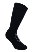 Alpinestars A-Dura Thermal Socks, chaussettes de cyclisme noires avec logo Astars gris, longueur mi-mollet avec bord côtelé, tissu thermique extensible lisse pour la pratique du VTT en hiver