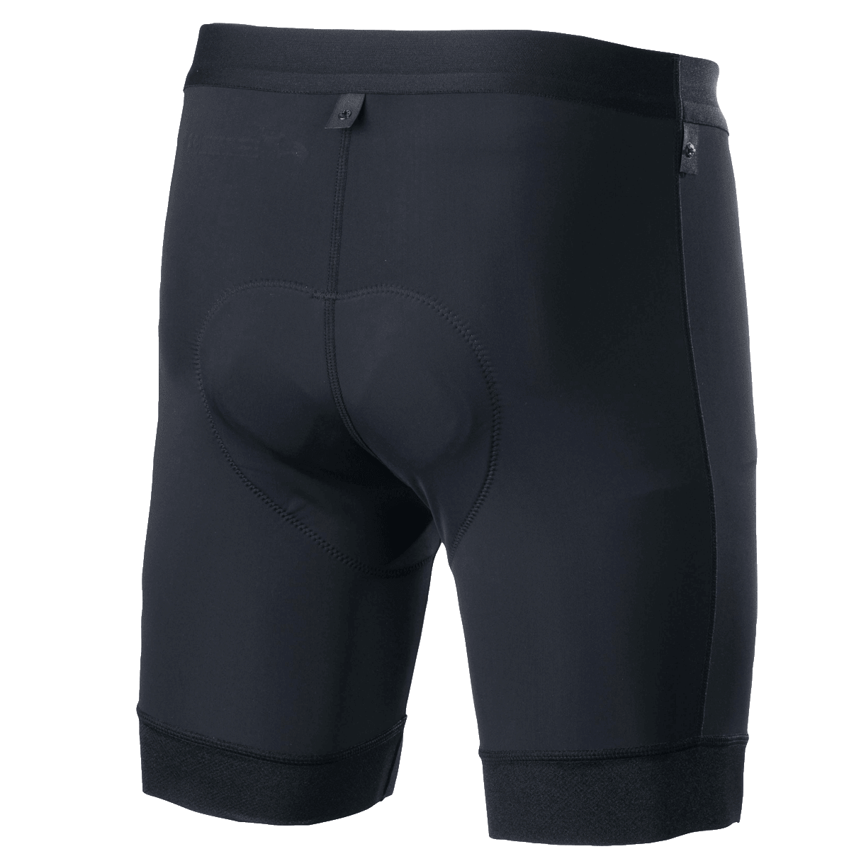 Alpinestars Alps Inner Shorts, fietsbinnenbroek, zwart, achteraanzicht met geïntegreerde chamois gevoerde voering, elastische tailleband en ergonomische compressiepasvorm voor mountainbiken