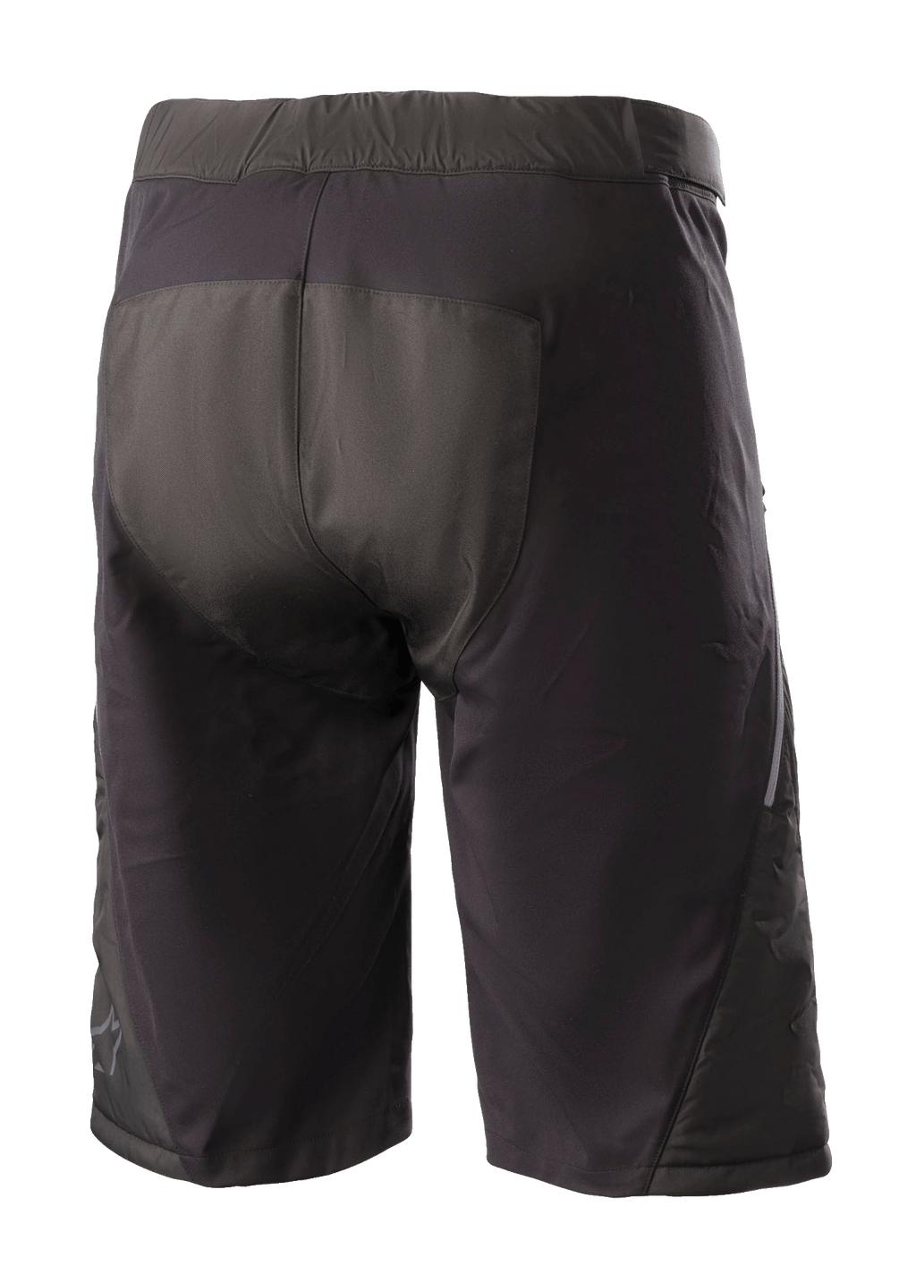 Alpinestars Denali 2 Shorts, mountainbike shorts, Black Grisaille, achteraanzicht met versterkt zitvlak en waterbestendige textielconstructie voor off-road ritten