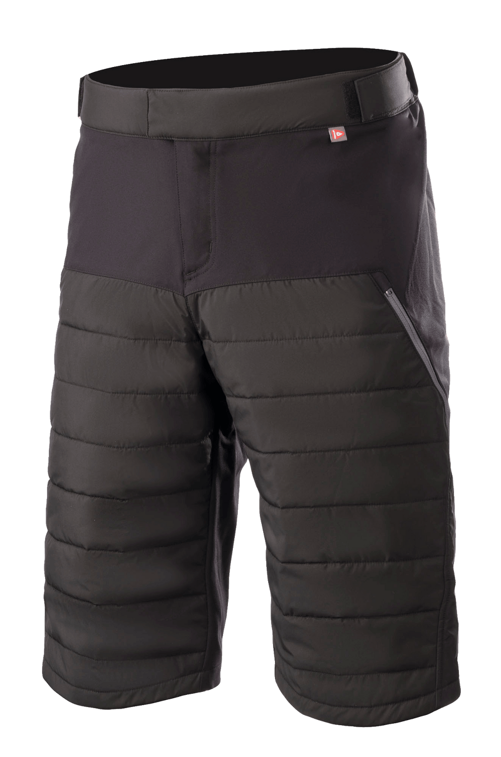 Alpinestars Denali 2 Shorts, mountainbike shorts, Black Grisaille, voorzien van gewatteerde Primaloft isolatiepanelen, zijzak met rits en verstelbare taille, knielengte duurzaam textiel voor MTB