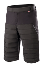 Alpinestars Denali 2 Shorts, mountainbike shorts, Black Grisaille, voorzien van gewatteerde Primaloft isolatiepanelen, zijzak met rits en verstelbare taille, knielengte duurzaam textiel voor MTB