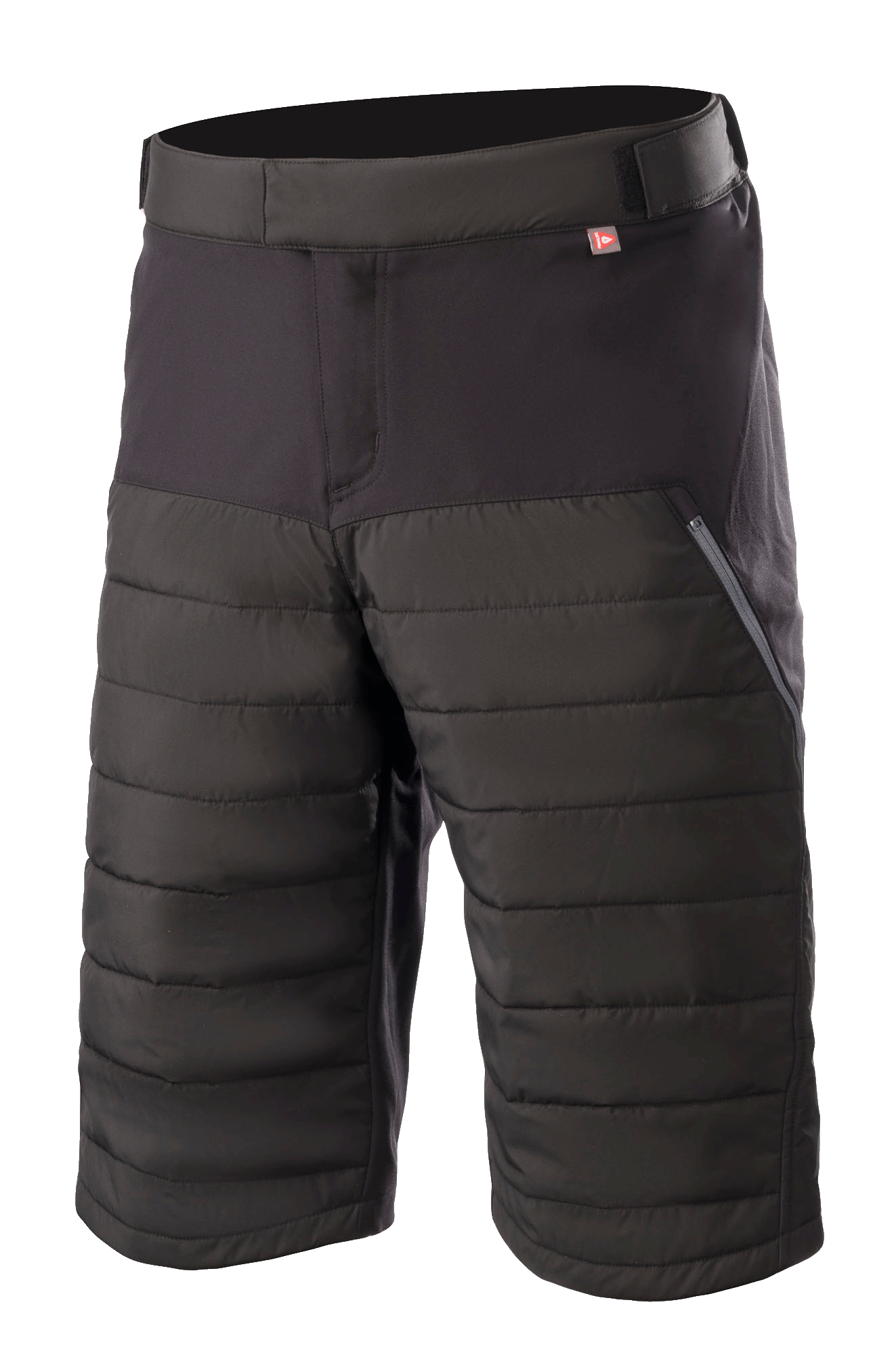 Alpinestars Denali 2 Shorts, mountainbike shorts, Black Grisaille, voorzien van gewatteerde Primaloft isolatiepanelen, zijzak met rits en verstelbare taille, knielengte duurzaam textiel voor MTB