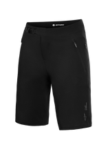 Black Alpinestars A-Dura Ride Shorts for MTB, featuring a ratchet closure and durable 4-way stretch woven fabric.