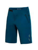 Short Alpinestars A-Dura Ride bleu-vert, avec fermeture à cliquet et poches zippées pour la performance en VTT.