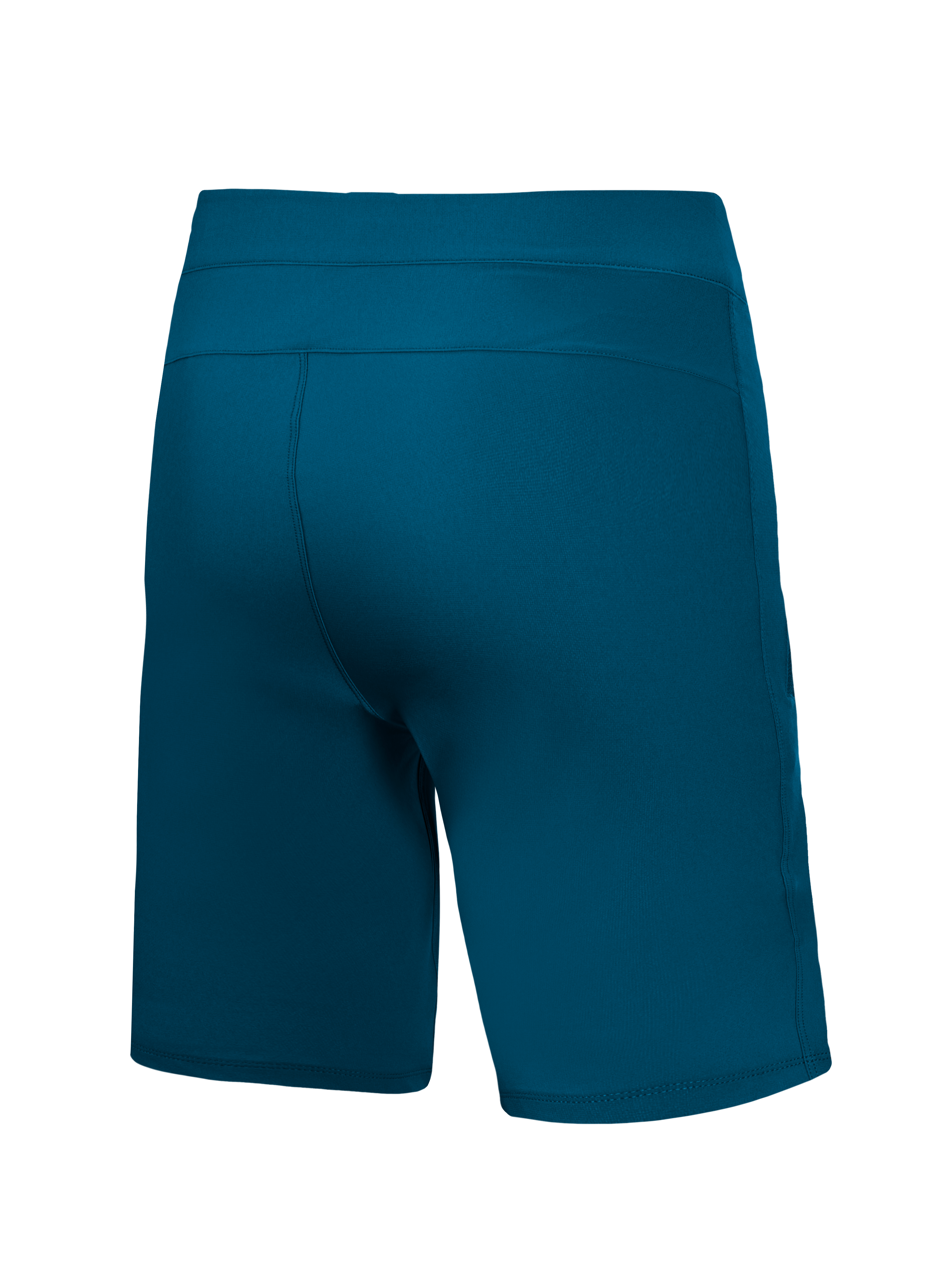 Short de VTT A-Dura Ride bleu-vert, vue arrière d'un short de cyclisme durable et extensible en 4 directions.