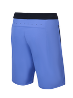 Short Alpinestars A-Aria Lite, short de VTT, Baja Blue, vue arrière avec une ceinture noire et des perforations laser pour la ventilation sur l'empiècement arrière, coupe performance pour le trail