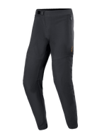 Alpinestars A-Aria Elite Pants, Mountain Bike Pants, Black, featuring laser perforations for airflow, magnetic buckle closure, and zippered pockets, sleek tapered design for off-road performance cycling