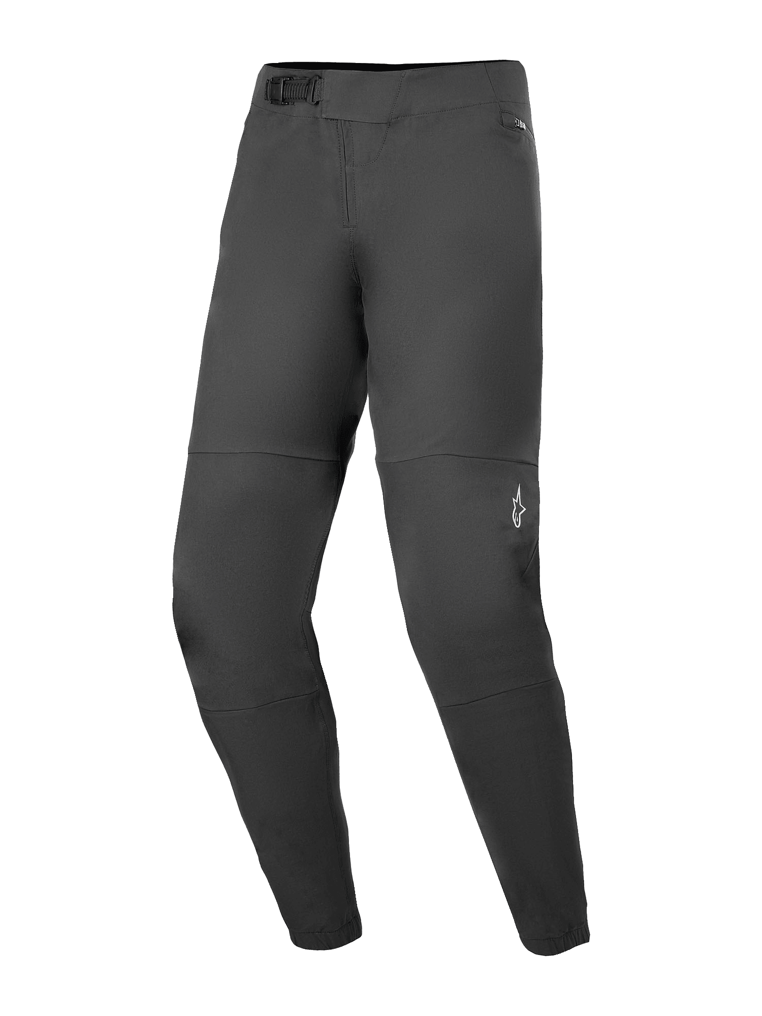 Pantalon Alpinestars A-Dura Elite, pantalon de VTT, noir, doté d'un système de fermeture à cliquet à l'avant, de poches zippées doublées de maille et de chevilles élastiquées, petit logo Alpinestars blanc sur la jambe gauche, conception en tissu Cordura durable pour le cyclisme tout-terrain.