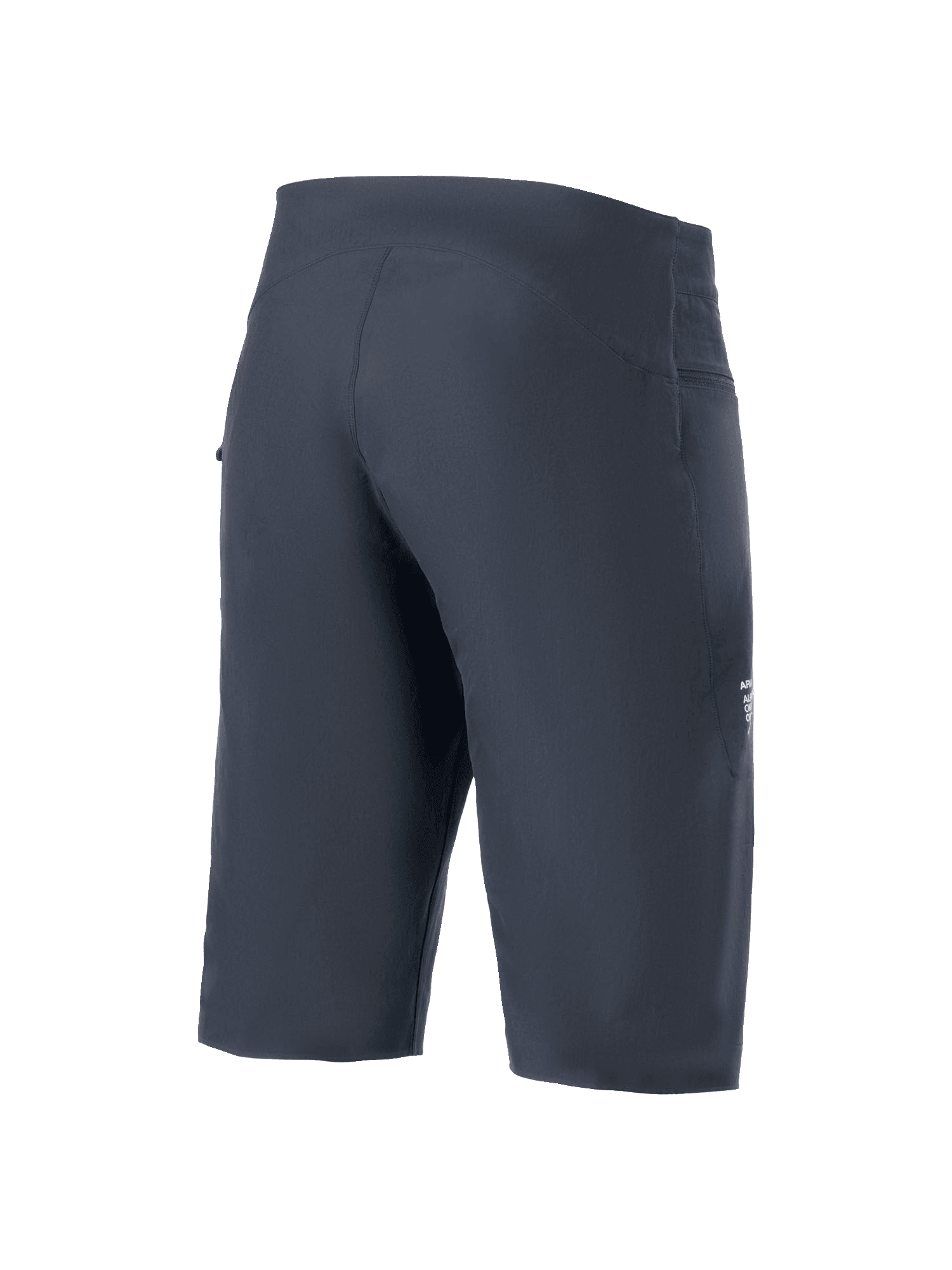 Short Alpinestars A-Aria, short de VTT, noir, vue arrière de trois-quarts, coupe performance ergonomique, tissu technique extensible 4 directions, marquage latéral discret, équipement de cyclisme VTT