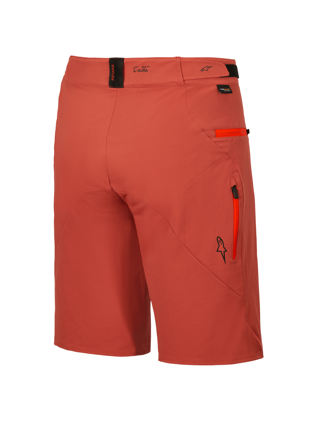 Alpinestars A-Dura Elite Short, heren mountainbike-cycling shorts in donkeroranje, duurzame 4-way stretch Cordura-stof, veilige zakken met rits en verstelbare taille