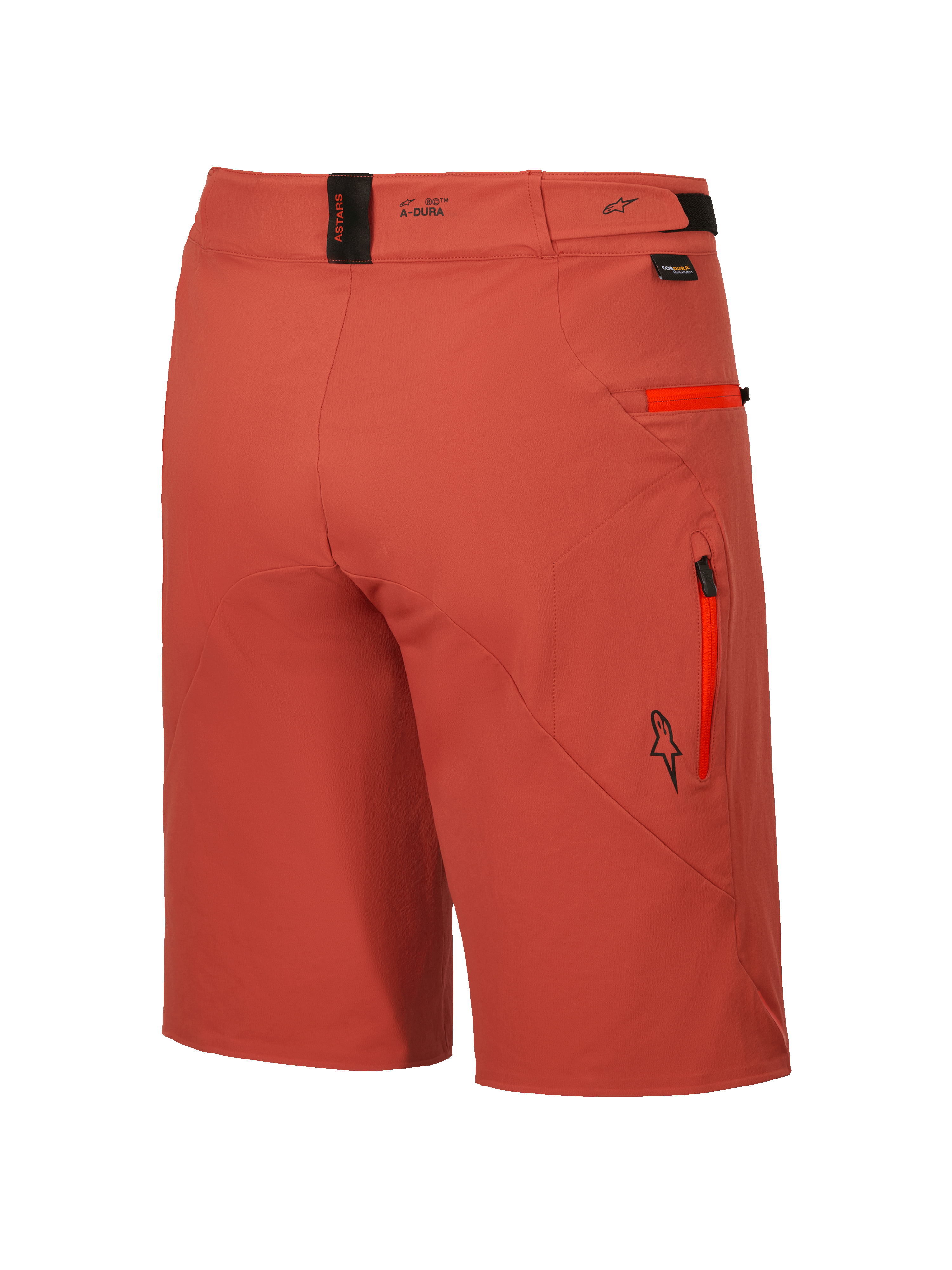 Alpinestars A-Dura Elite Short, heren mountainbike-cycling shorts in donkeroranje, duurzame 4-way stretch Cordura-stof, veilige zakken met rits en verstelbare taille