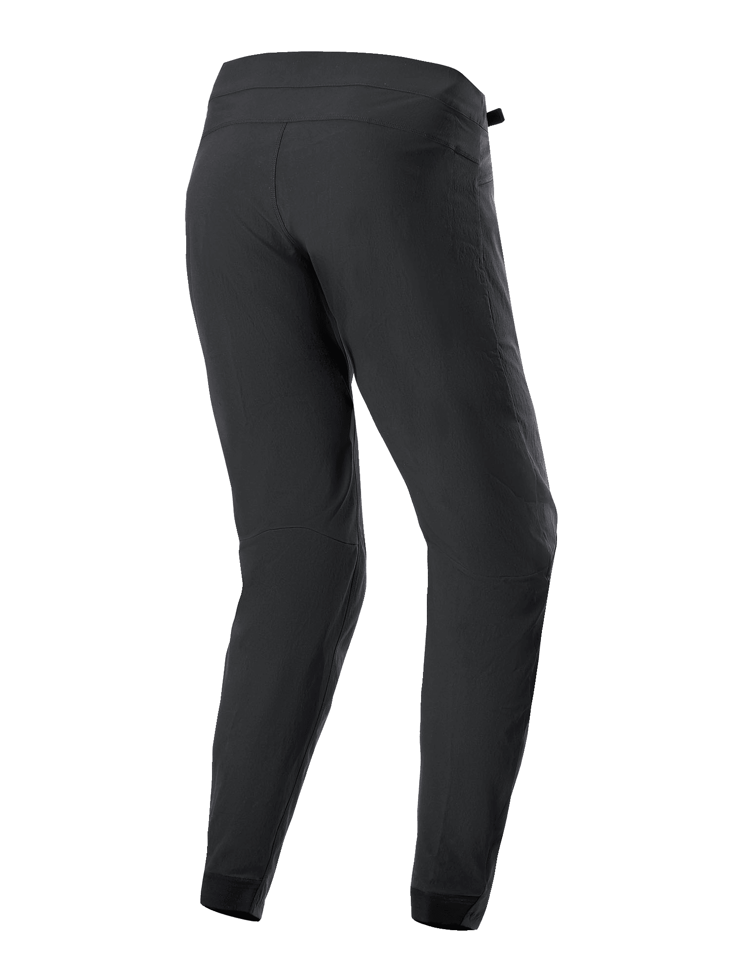 Alpinestars A-Dura broek, zwarte fietsbroek, achteraanzicht, met toelopende pijpen en elastische manchetten, duurzaam 2-way stretch textiel voor mountainbiken