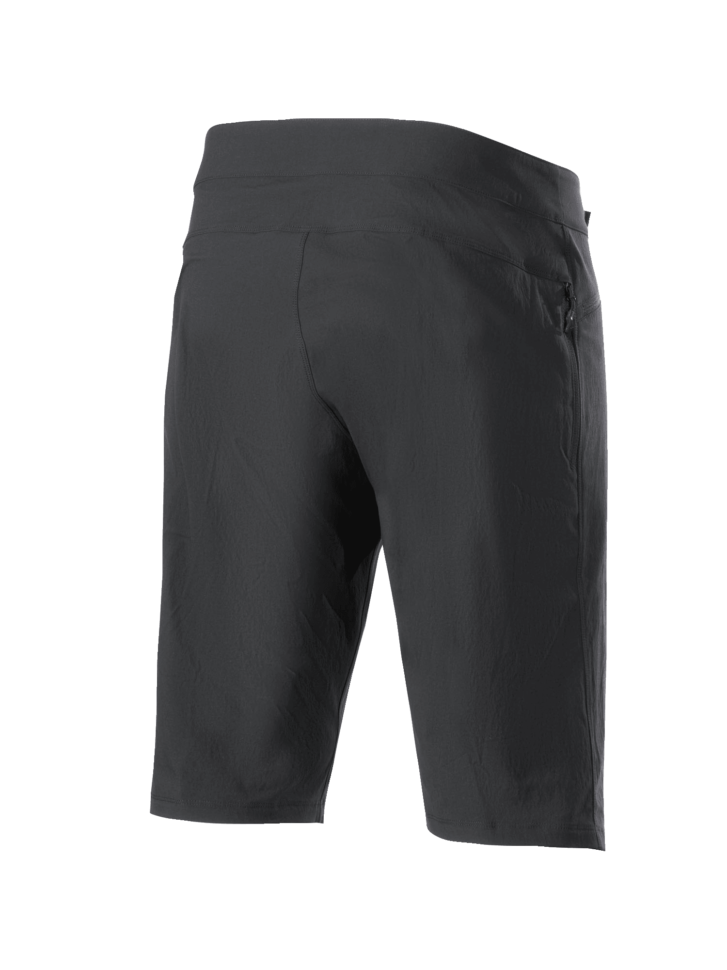 Shorts Alpinestars A-Dura, shorts de VTT, noir, vue arrière montrant la poche zippée et le tissu extensible texturé, conçus pour le VTT et le cyclisme tout-terrain