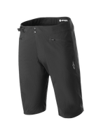 Short Alpinestars A-Dura, short de VTT, noir, doté d'une double fermeture à pression, d'un ajusteur de taille latéral, de poches zippées et d'un logo blanc sur la jambe, tissu extensible 2 directions durable pour le cyclisme tout-terrain