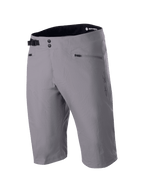 Alpinestars A-Dura Liner Shorts, dunkelgraue MTB-Mountainbike-Shorts, doppelter Druckknopfverschluss vorne mit verstellbarer seitlicher Schnalle, Reißverschlusstaschen, strapazierfähiges 2-Wege-Stretch-Textilgewebe, Astars-Logo an der Seite, schwarzer Innenbund