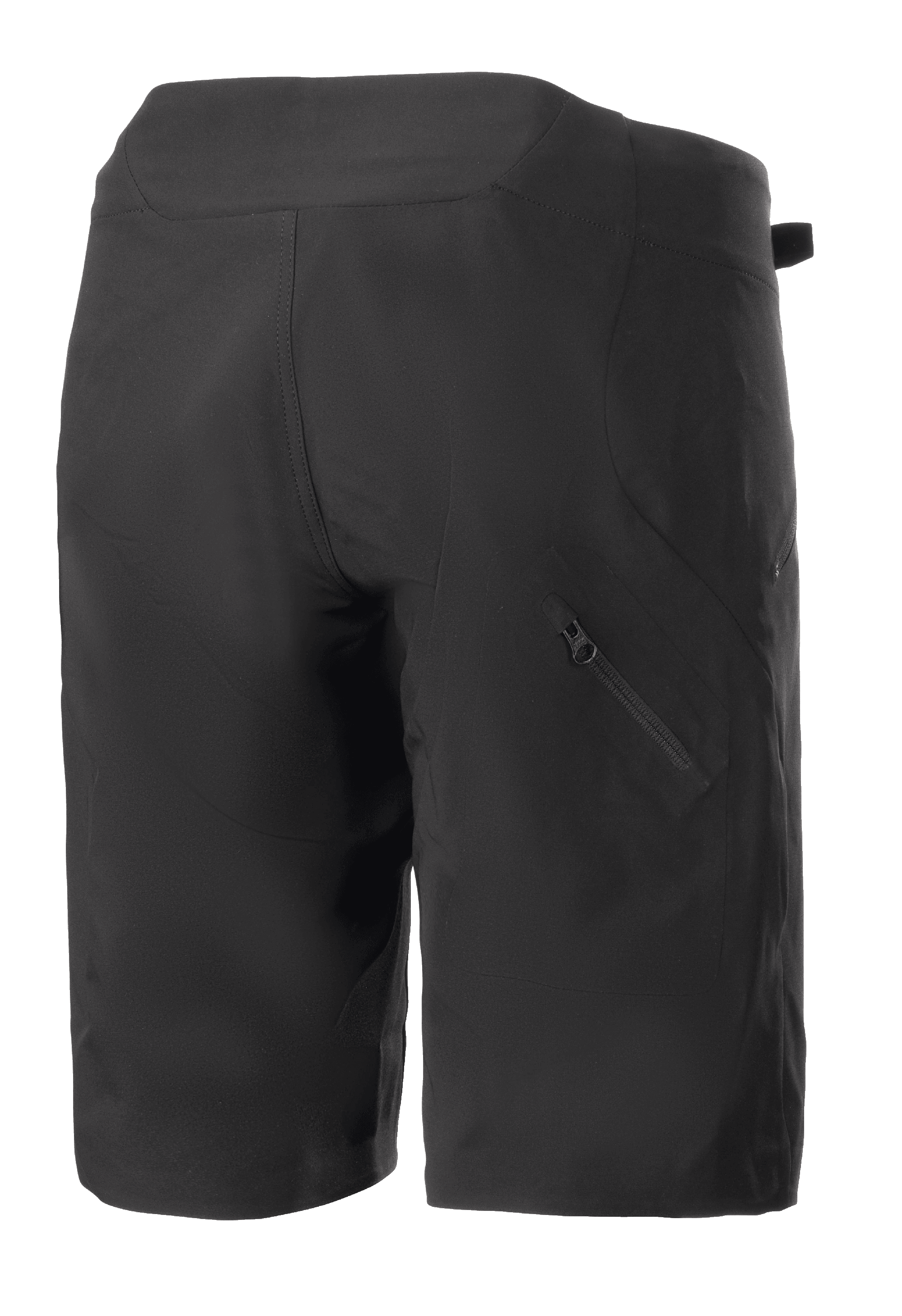 Alpinestars Stella Drop Algorithm fietsshort voor dames, zwart, mountainbikeshort, achteraanzicht met technische panelen en diagonale zak met rits op het rechterbeen, lichtgewicht en duurzaam ontwerp voor off-road fietsen