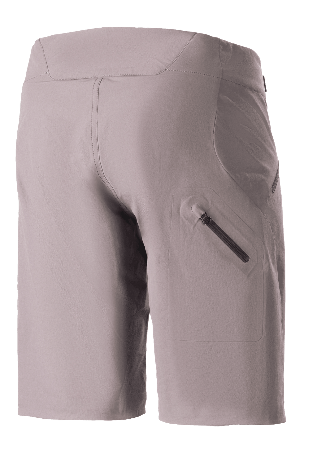 Short Femme Alpinestars Stella Drop Algorithm, short de VTT, gris Sparrow, vue arrière présentant une poche de jambe zippée thermocollée, tissu technique extensible avec une coupe spécifique aux femmes, conçu pour le trail de performance et le cyclisme tout-terrain.