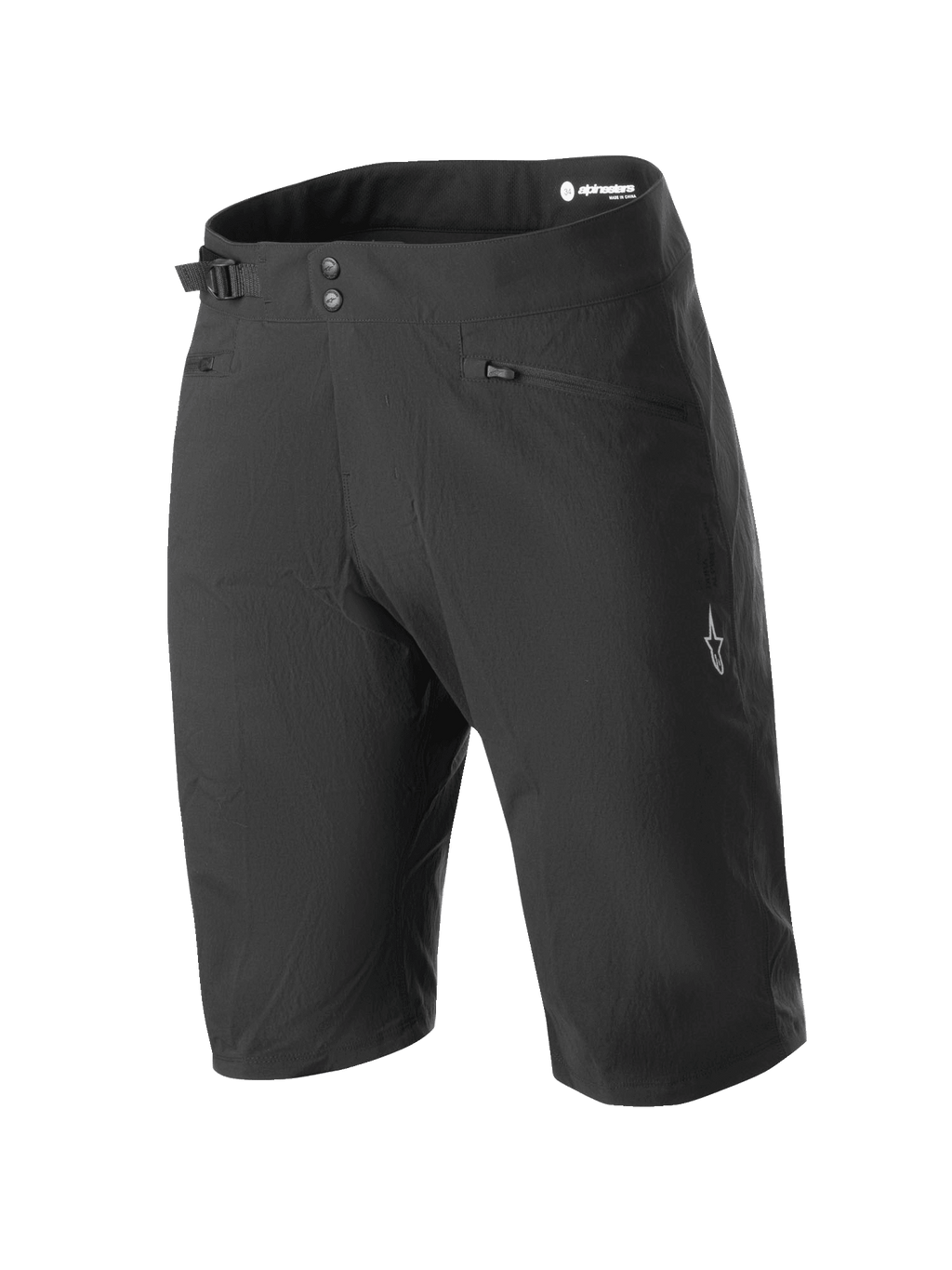 Alpinestars Stella A-Dura Shorts, Damen-MTB-Mountainbike-Shorts, Schwarz, mit doppeltem Druckknopfverschluss und seitlichem Taillenversteller, Reißverschlusstaschen, knielanges technisches Design aus strapazierfähigem 2-Wege-Stretch-Material