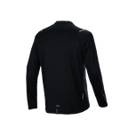 Maillot thermique Alpinestars A-Dura, vue arrière, noir, maillot de VTT à manches longues avec coupe arrière allongée et tissu isolant texturé, petit marquage A-Dura et détails réfléchissants