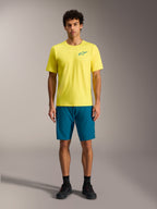 Maillot jaune Alpinestars A-Dura Air SS et short bleu-vert A-Dura Ride, tenue de VTT performante pour homme.