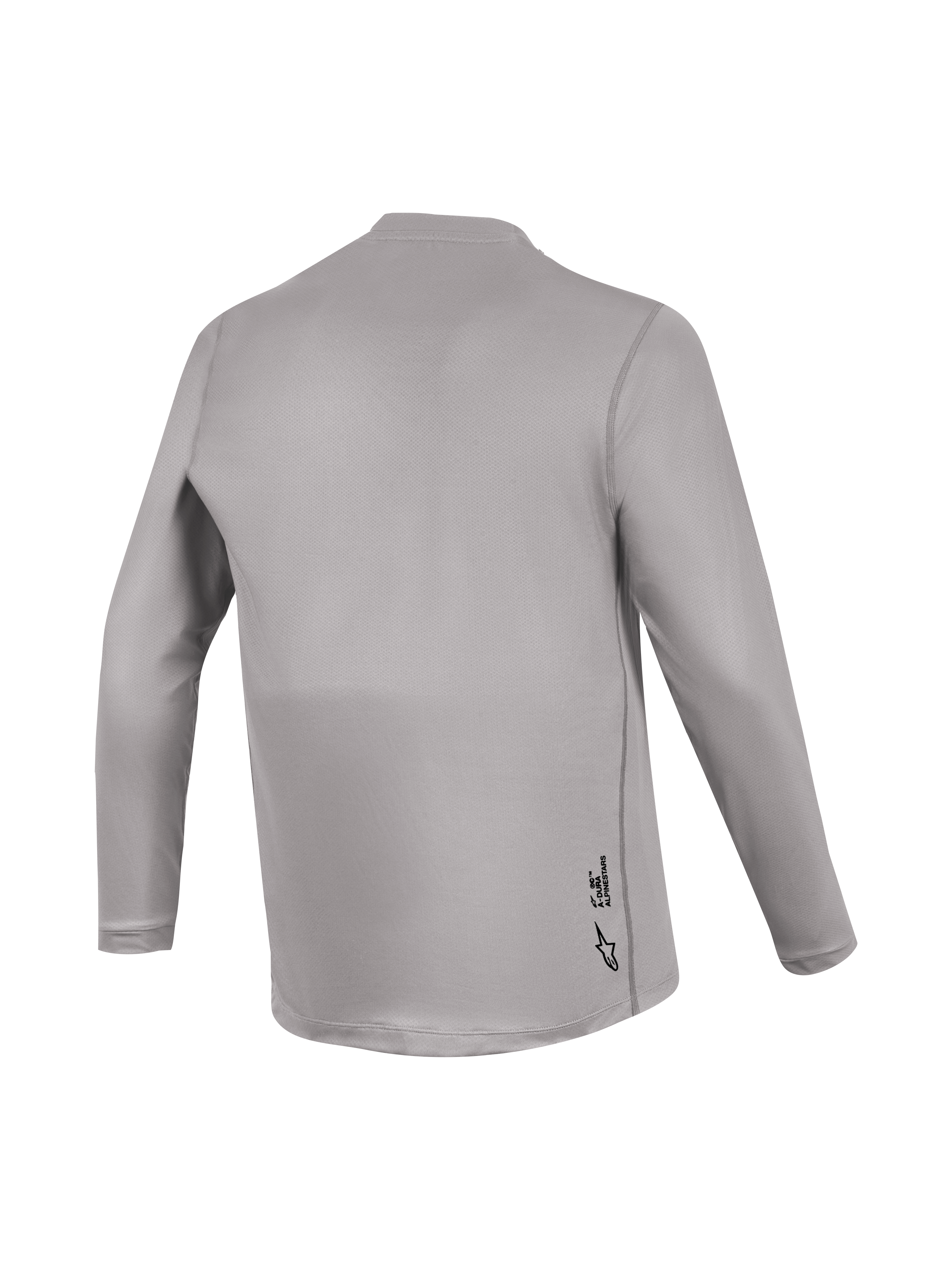 Alpinestars A-Dura Ride Long Sleeve Jersey, Gray back view with jacquard texture and subtle branding for MTB performance.